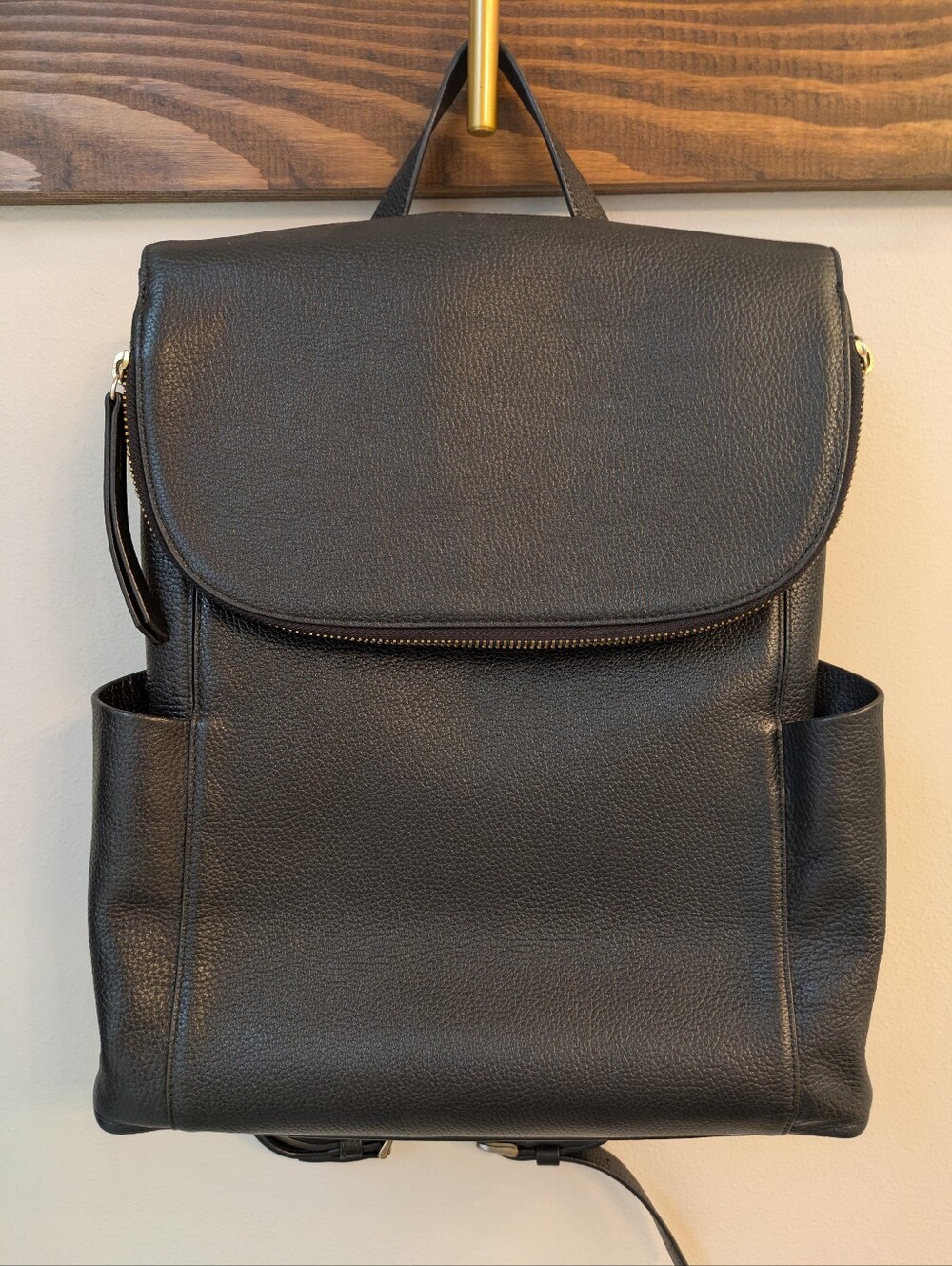 Nordstrom Brand Black Leather Backpack.